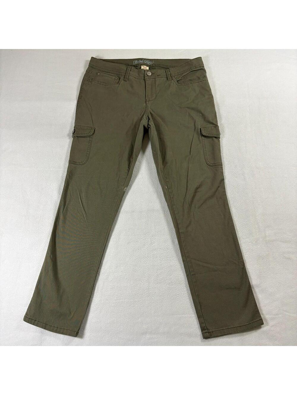 Faded Glory Cargo Pants Womens Fits Like 35x29 Olive Utility Bootcut Stretch